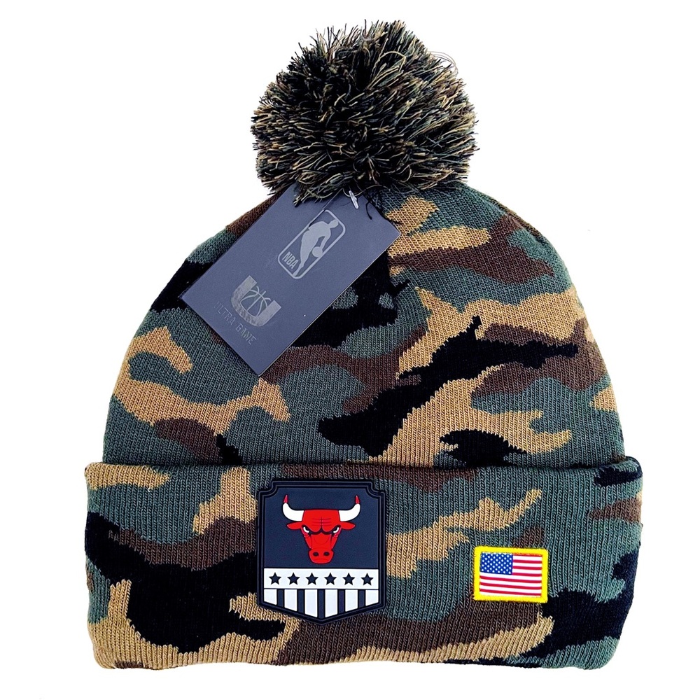Chicago Bulls Knit Winter Hat Beanie Mens Womens NBA Basketball Green Camo Gift